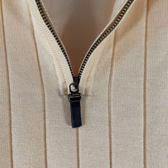 Fairway & Greene Italian Merino Sweater Men's Large Yellow Wool 1/4 Zip Lined - Picture 5 of 11